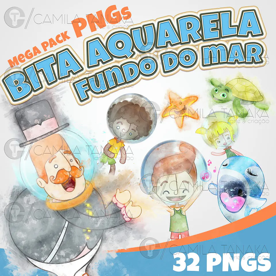 Kit Digital Mundo Bita Fundo do Mar Aquarela 94 1