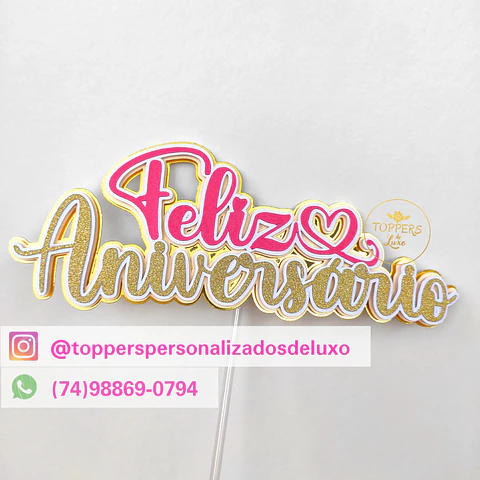 Arquivo de Corte Topo de Bolo Feliz Aniversário 6