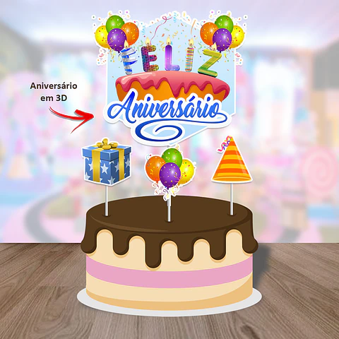 Arquivo de Corte Topo de Bolo Feliz Aniversário 19