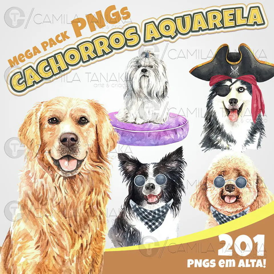 Kit Digital Cachorros Aquarela 26 1