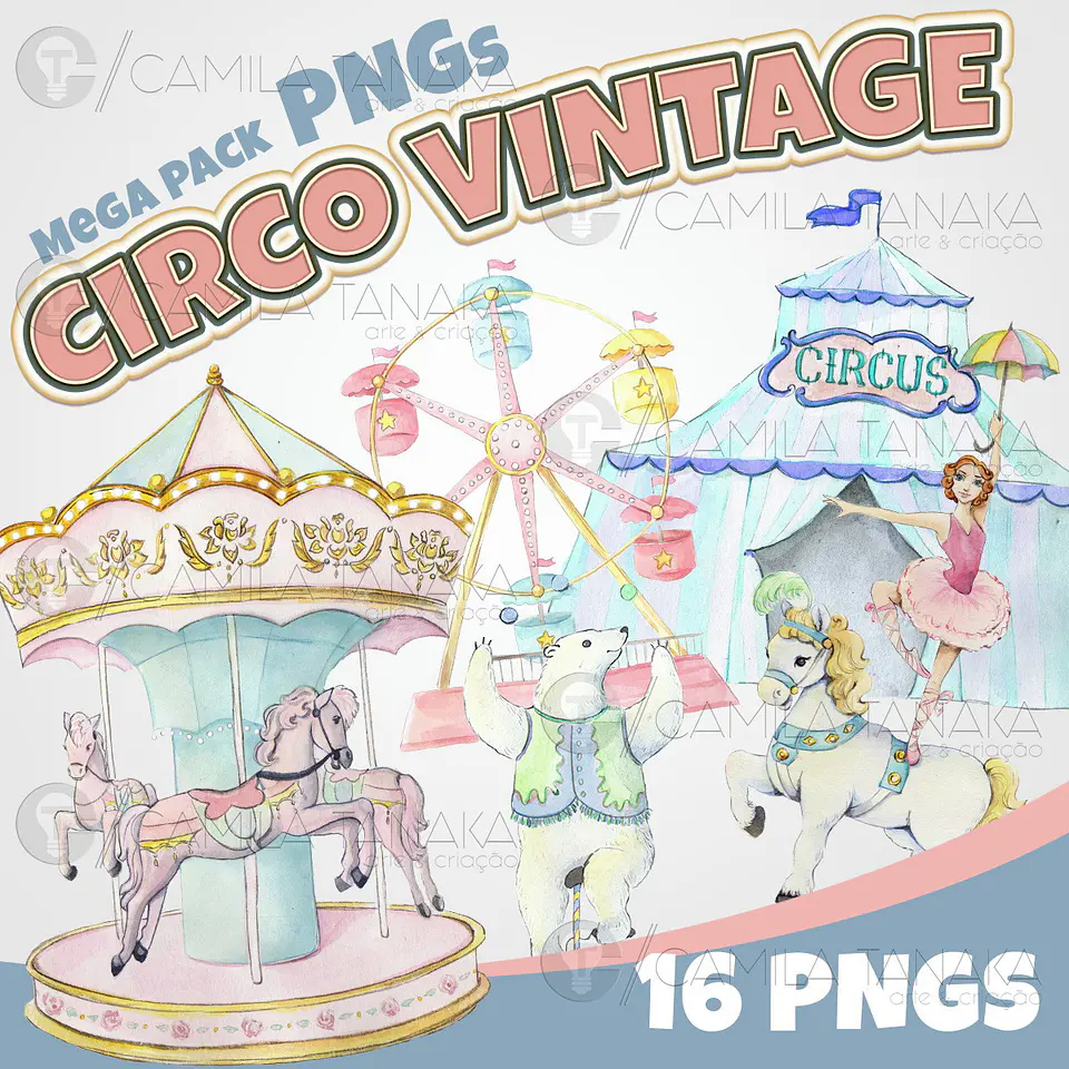Kit Digital Circo Vintage 23 1