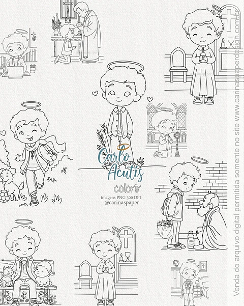 Kit Digital Ilustrações Colorir Carlo Acutis 56