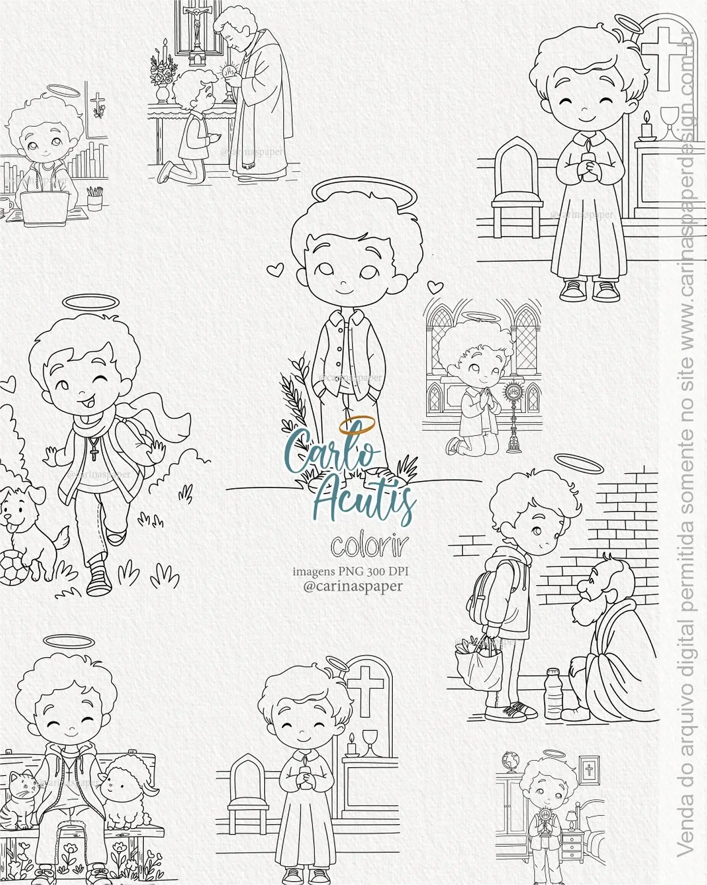 Kit Digital Ilustrações Colorir Carlo Acutis 56 1