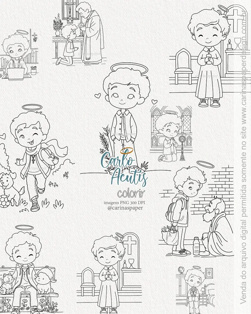 Kit Digital Ilustrações Colorir Carlo Acutis 56 1