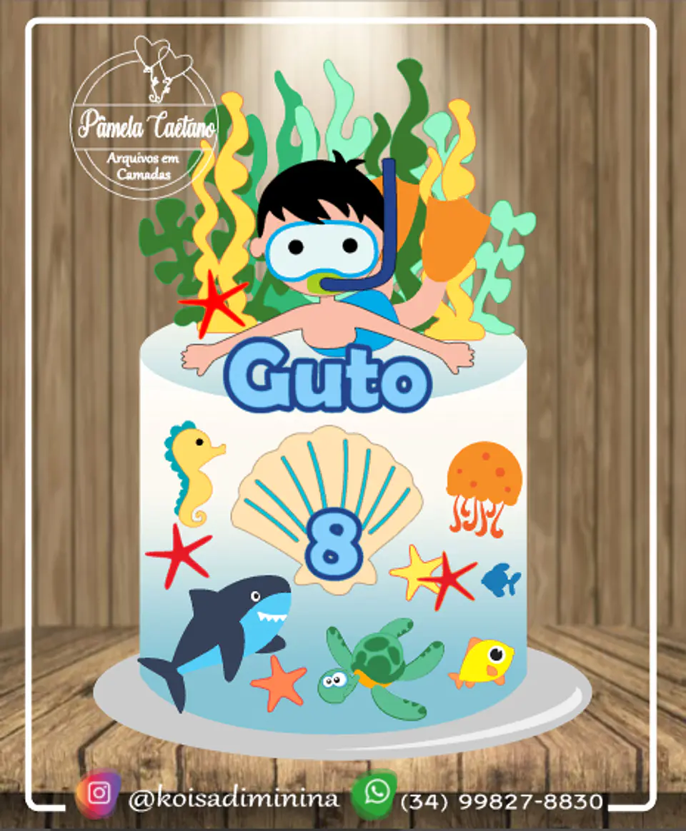 Arquivo de Corte Topo de Bolo Fundo do Mar 15 1