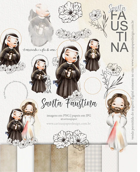 Kit Digital Ilustrações Santa Faustina _ (Santinhos) 49