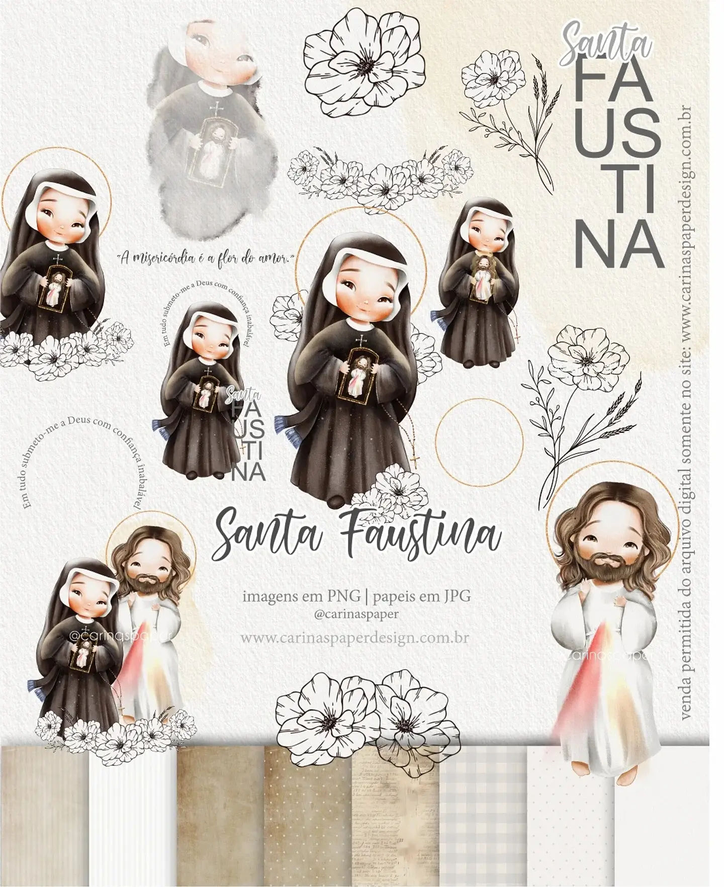 Kit Digital Ilustrações Santa Faustina _ (Santinhos) 49 1