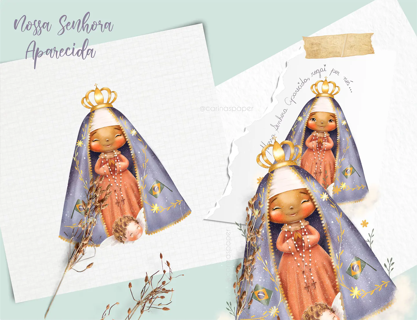 Kit Digital Nossa Senhora Aparecida (Santinhos) 15 1