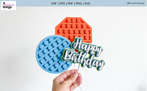 Arquivo de Corte Topo de Bolo Fidget Toys - Pop It 3