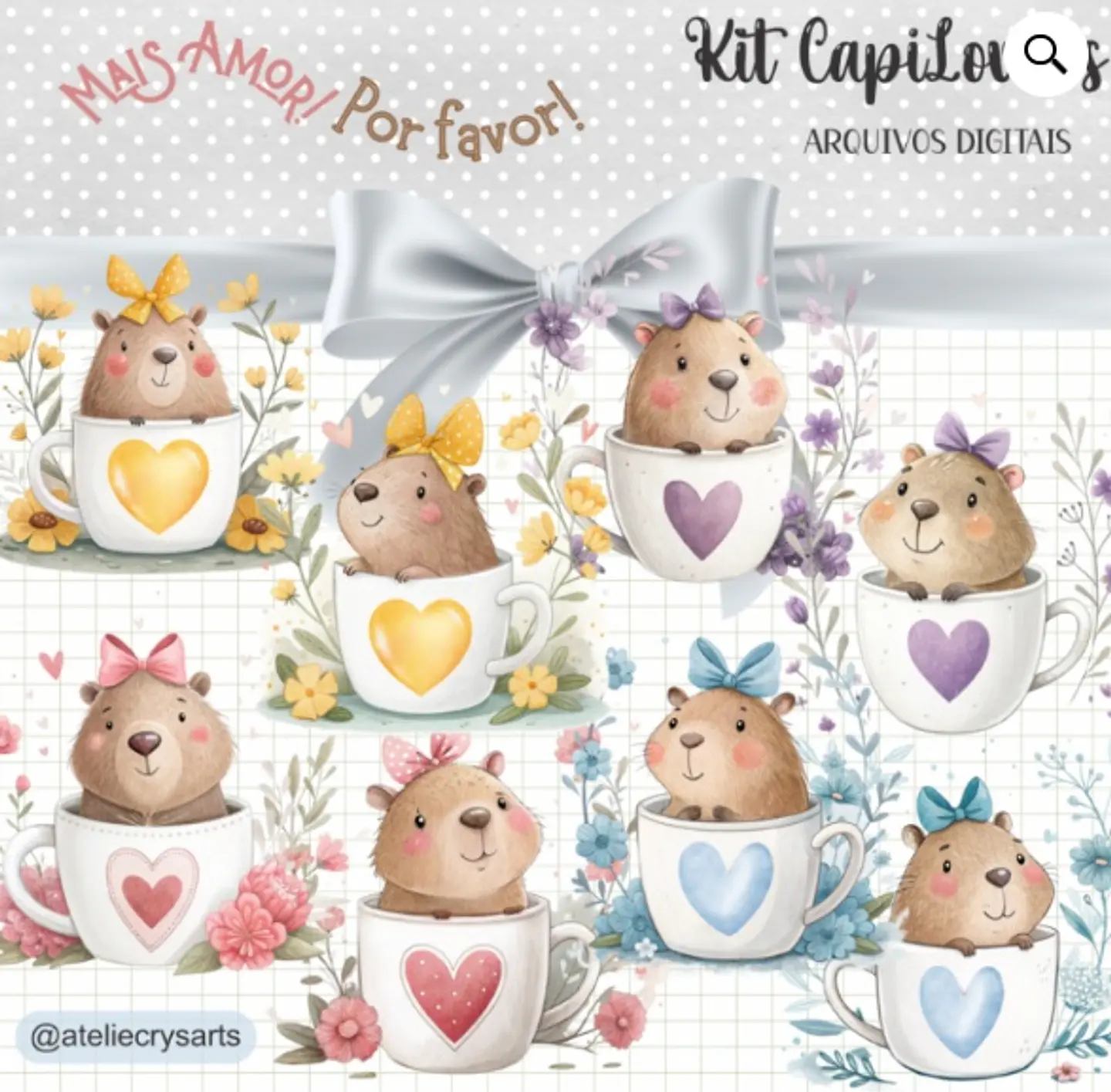 Kit Digital Capivara Cute Capilovers 1 1