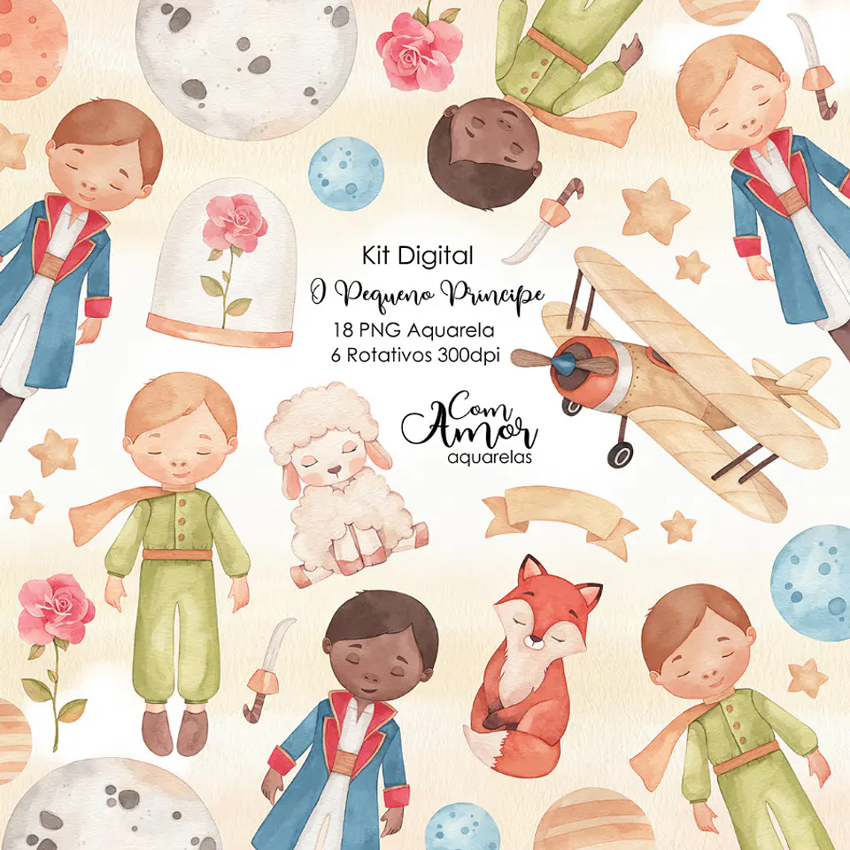 Kit Digital O Pequeno Príncipe Aquarelado 22 1
