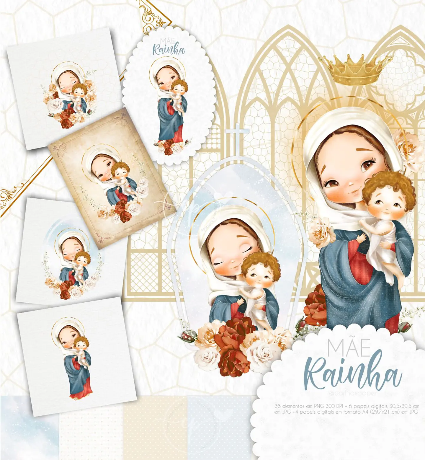 Kit Digital Mãe Rainha (Santinhos) 72 1