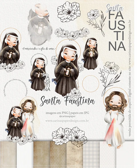 Kit Digital Ilustrações Santa Faustina (Santinhos) 47