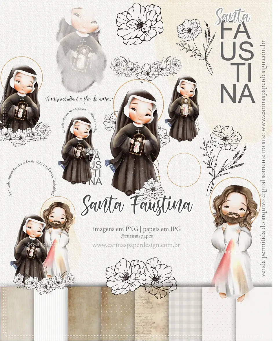 Kit Digital Ilustrações Santa Faustina (Santinhos) 47 1