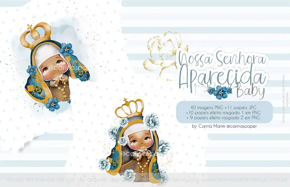 Kit Digital Ilustrações Nossa Senhora Aparecida (Santinhos Baby) 45 1