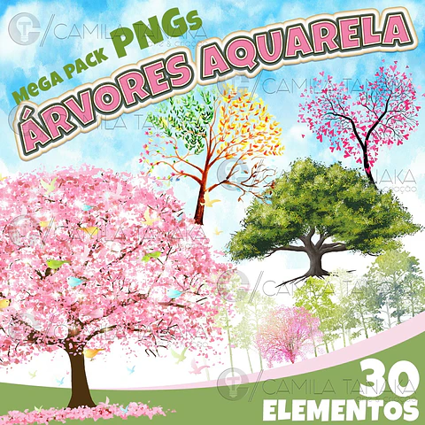Kit Digital Árvores Aquarela 68