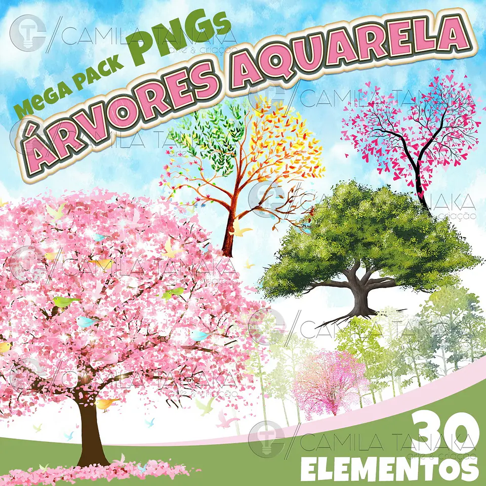 Kit Digital Árvores Aquarela 68 1