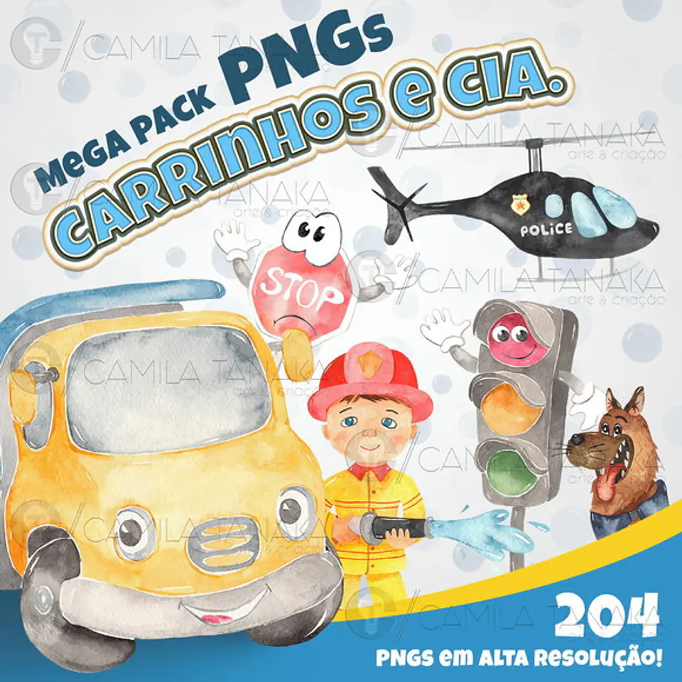 Kit Digital Carrinhos Aquarelado 29 1