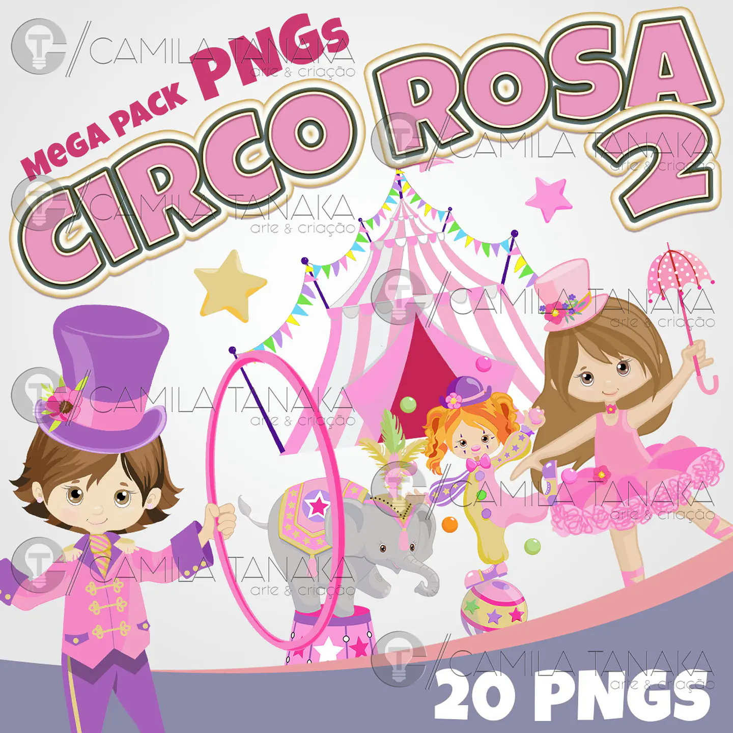 Kit Digital Circo Rosa Aquarela 22 1