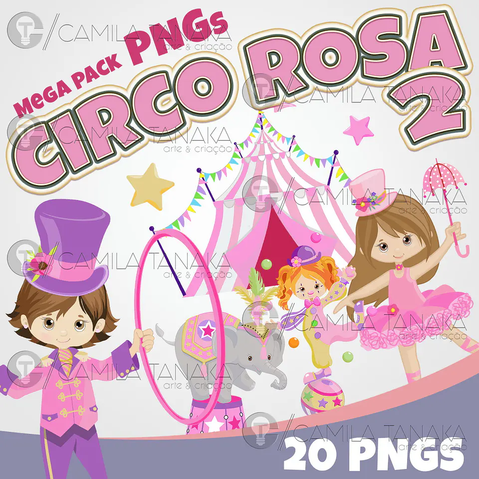 Kit Digital Circo Rosa Aquarela 22 1