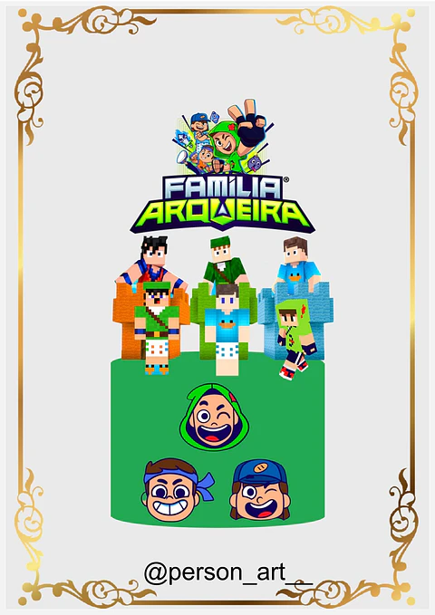 Arquivo de Corte Topo de Bolo Família Arqueira 2