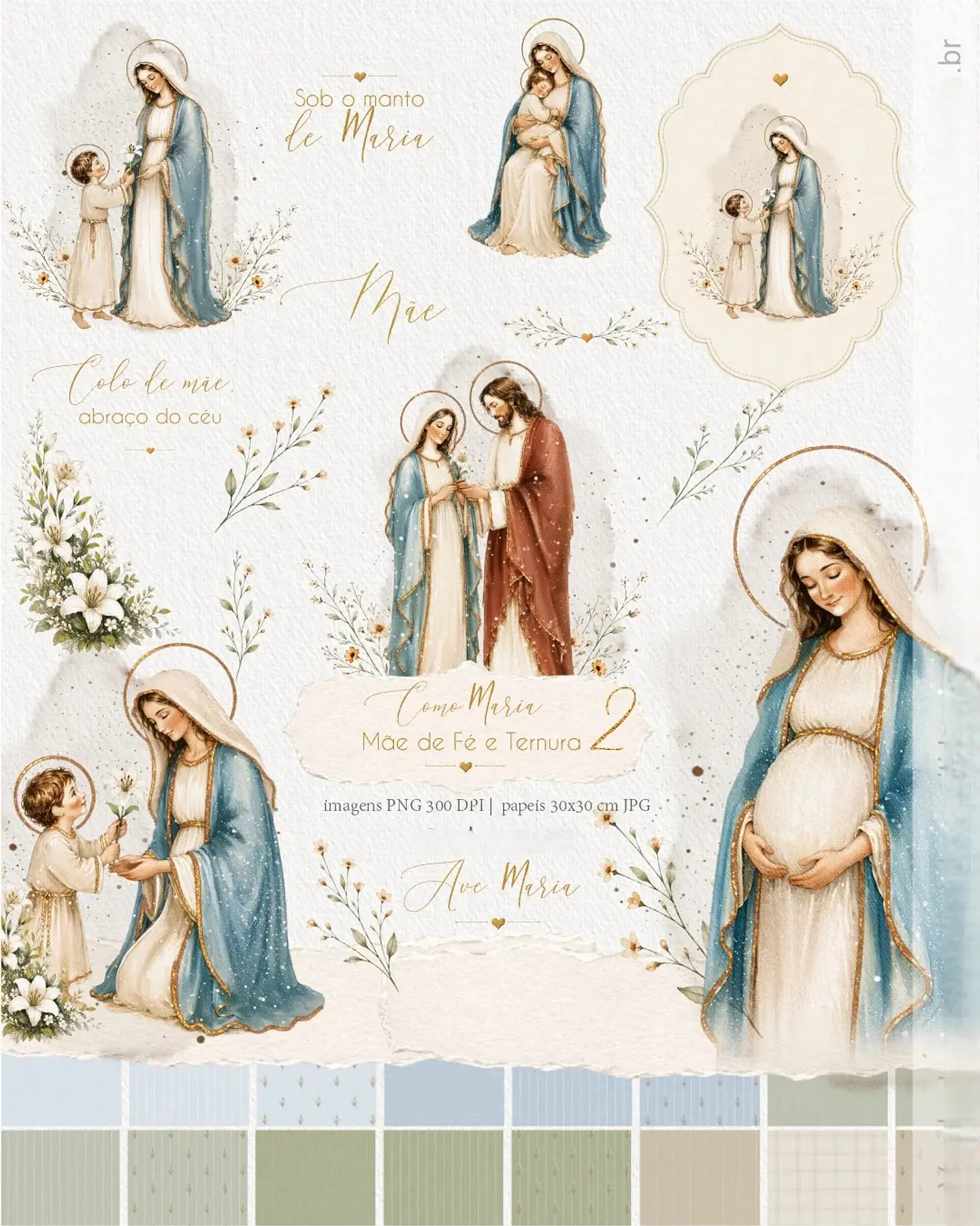 Kit Digital Ilustrações Como Maria Mãe de Fé e Ternura 88 1