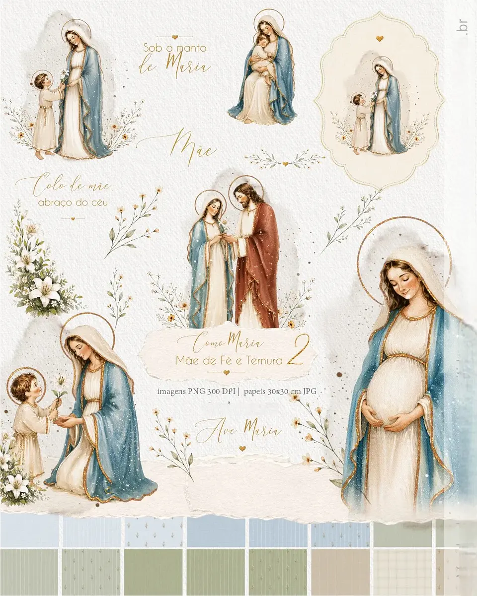Kit Digital Ilustrações Como Maria Mãe de Fé e Ternura 88 1