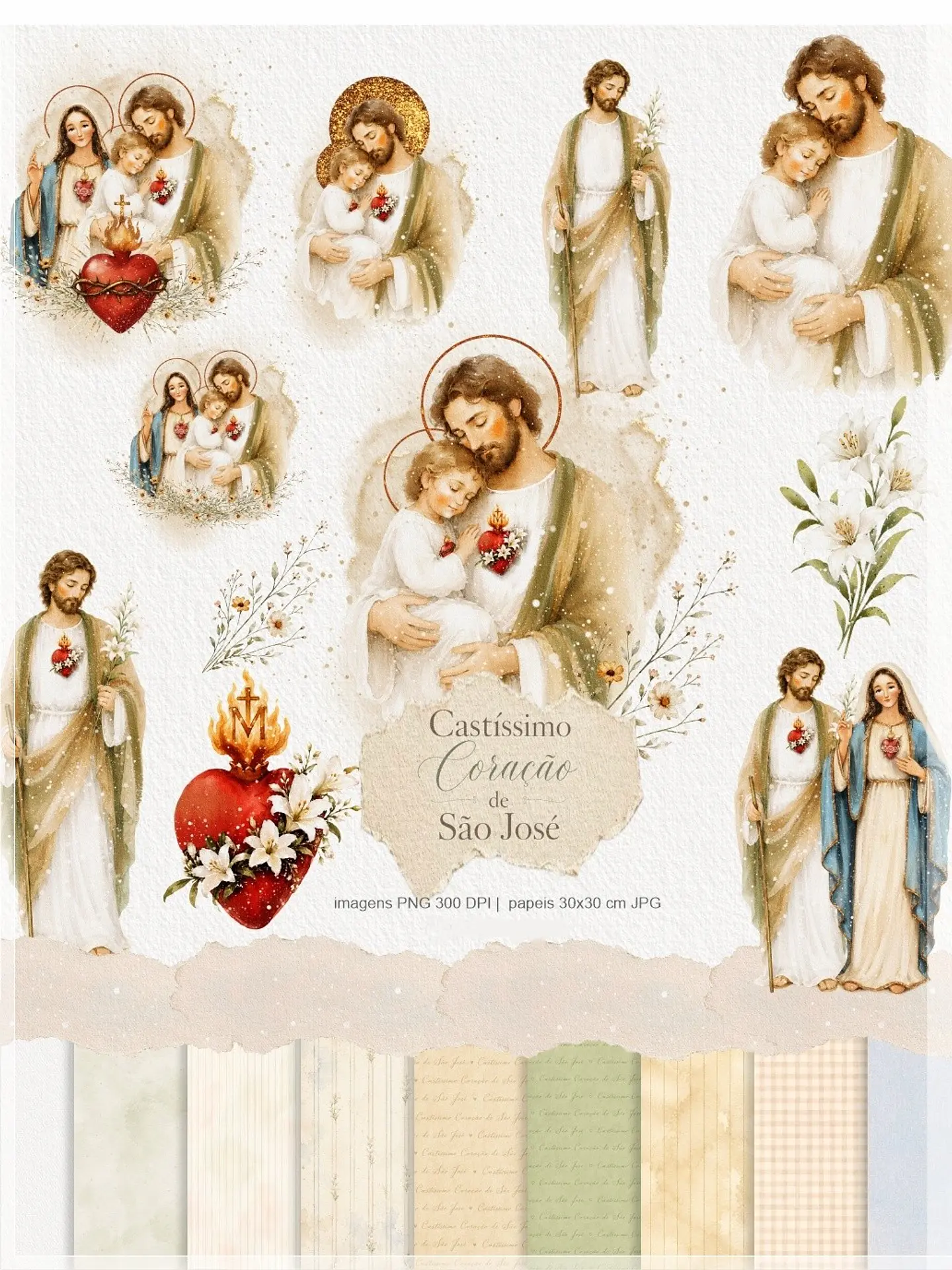 Kit Digital Santinho Castíssimo Coração de São José 1