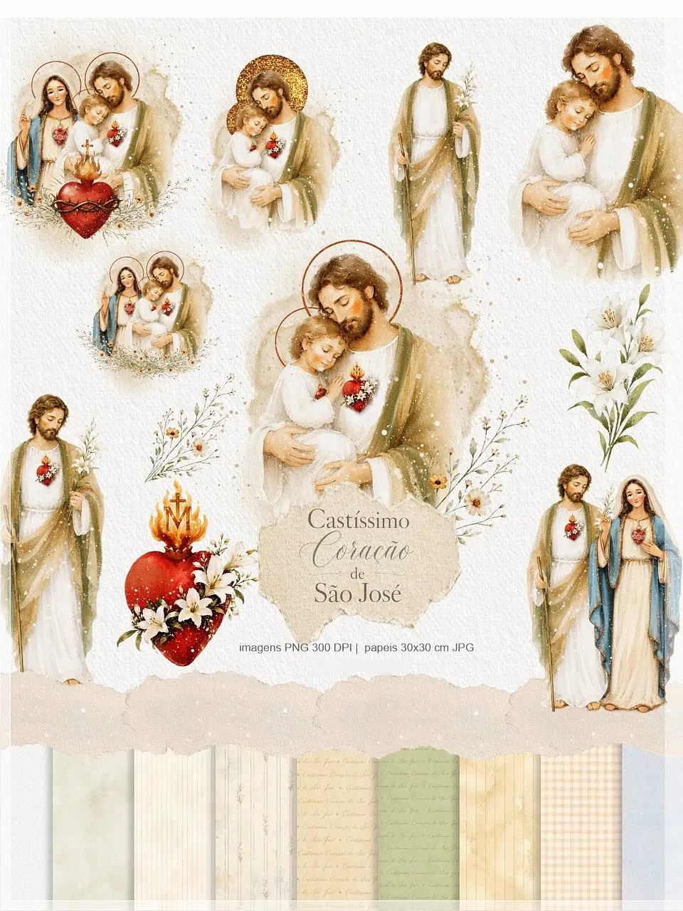 Kit Digital Santinho Castíssimo Coração de São José 1