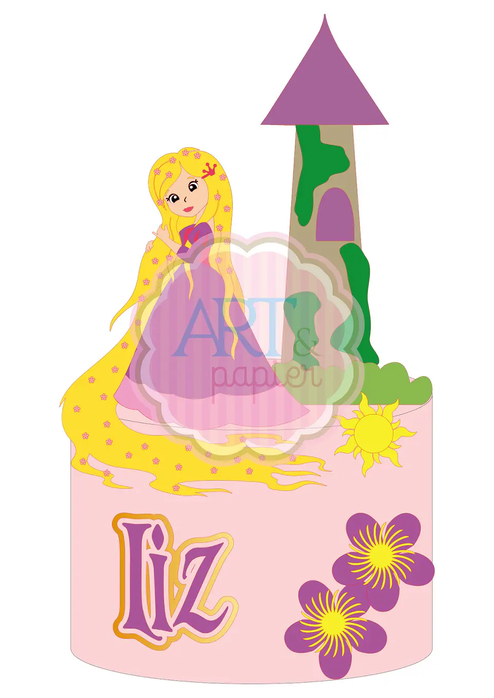 Arquivo de Corte Topo de Bolo Enrolados Rapunzel 12 1