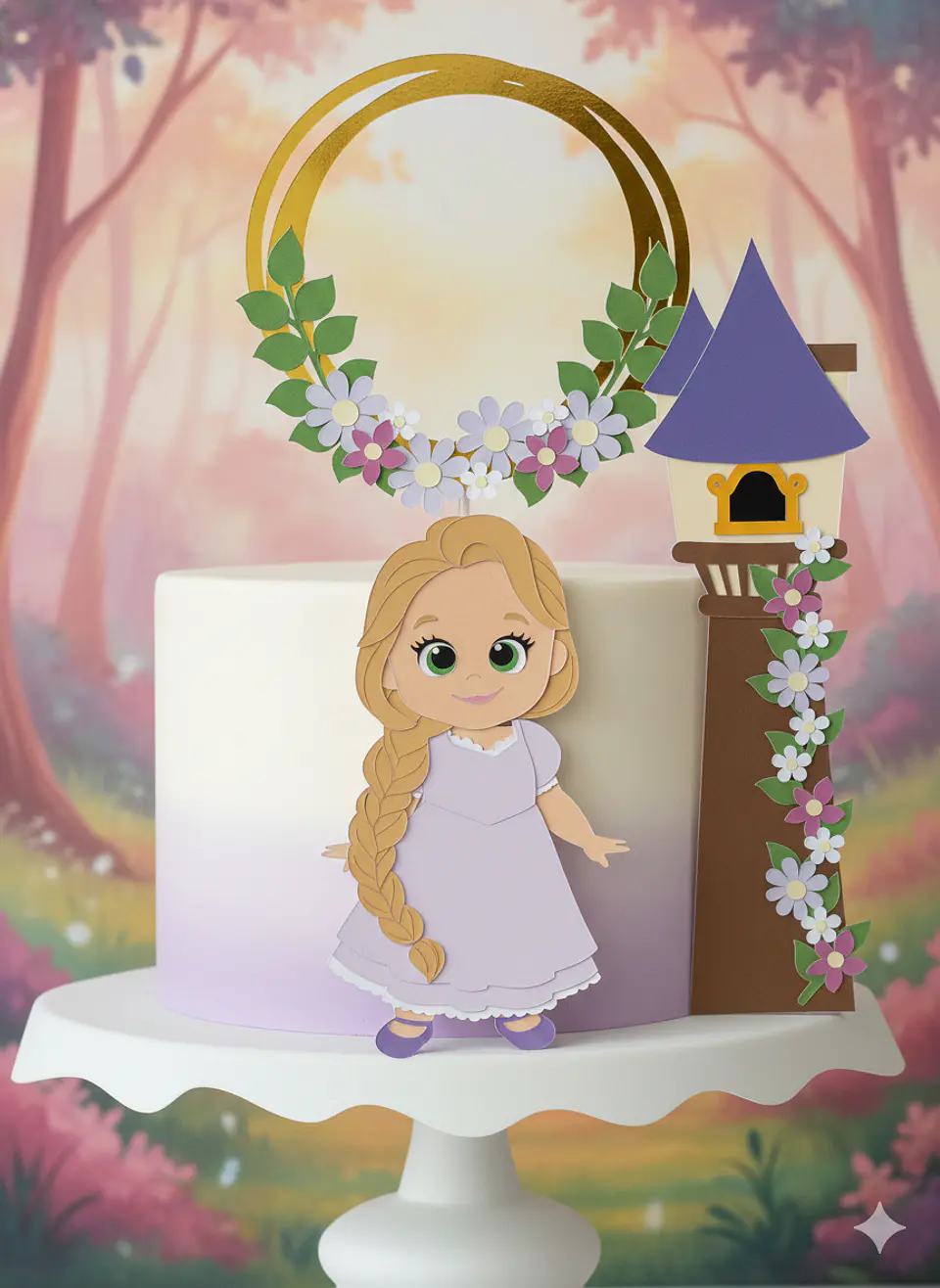Arquivo de Corte Topo de Bolo Enrolados Rapunzel 6 1