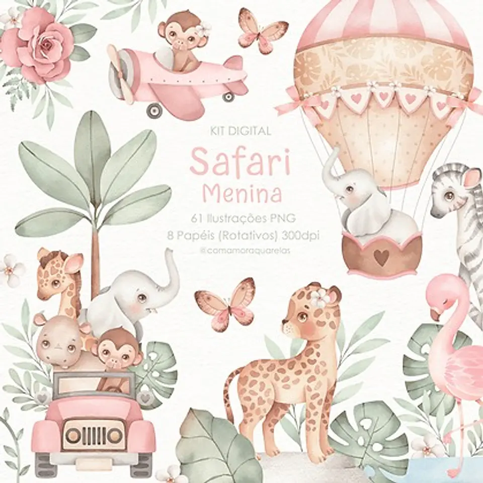 Kit Digital Safari Menina 8 1