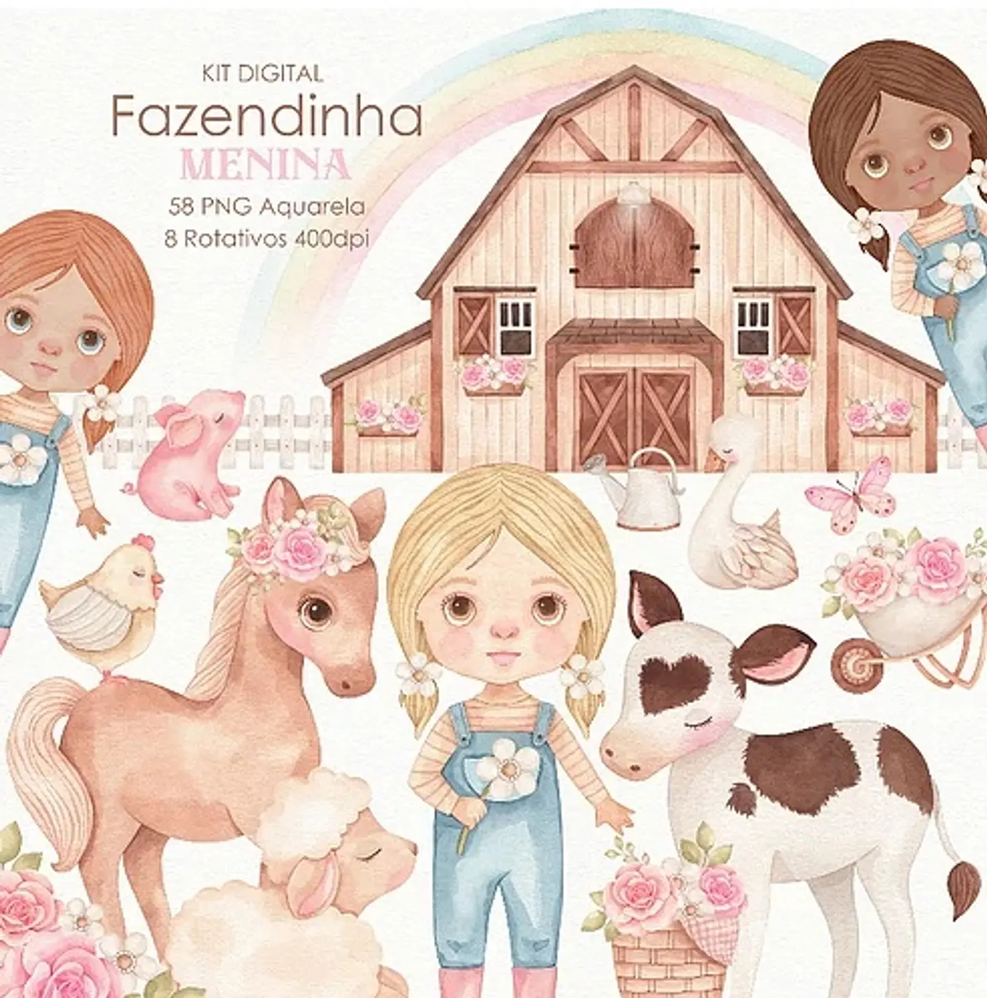 Kit Digital Fazendinha Menina 13 1