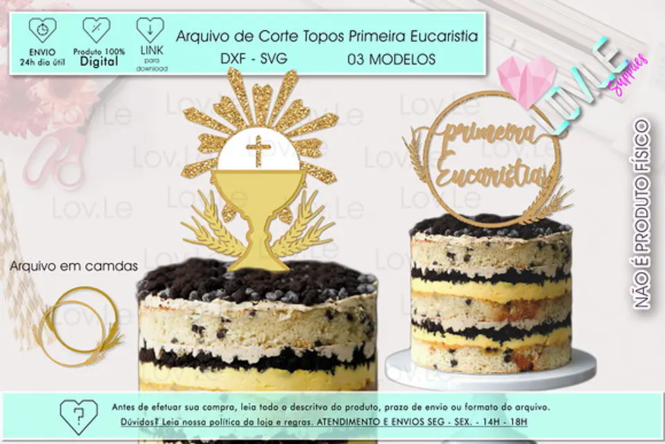 Arquivo de Corte Topo de Bolo Eucaristia Primeira Comunhão 15 1