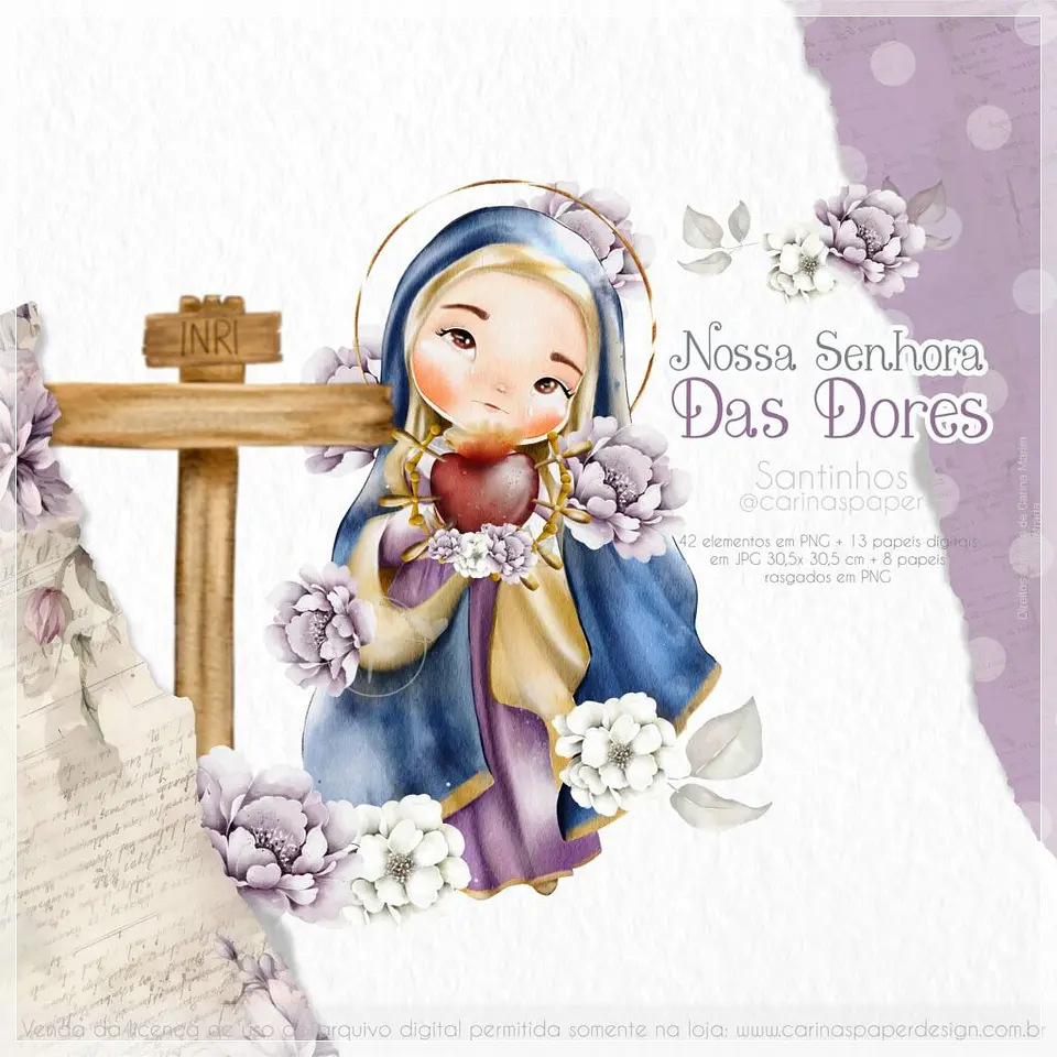 Kit Digital Ilustrações Nossa Senhora das Dores (Santinhos) 46 1