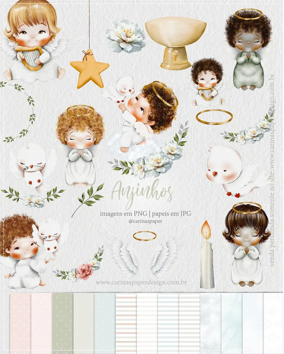 Kit Digital Ilustrações Anjinhos 42 1
