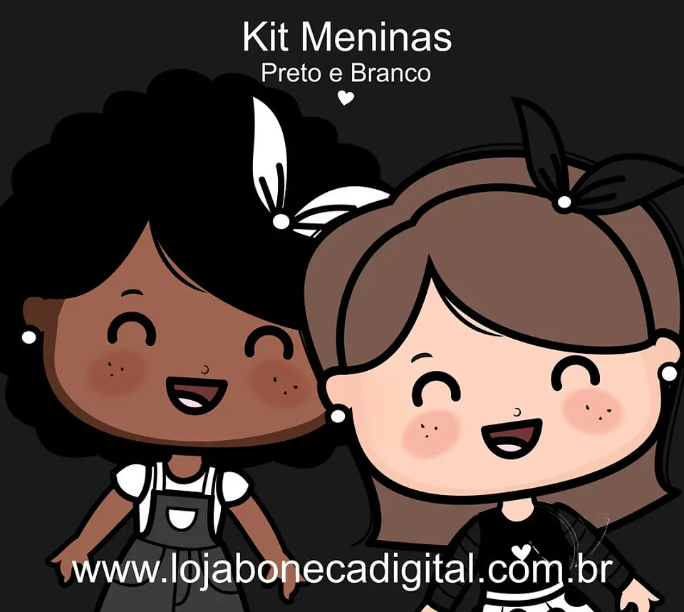 Kit Digital Mascotinhas Boneca Meninas Meninas PeB 26 1
