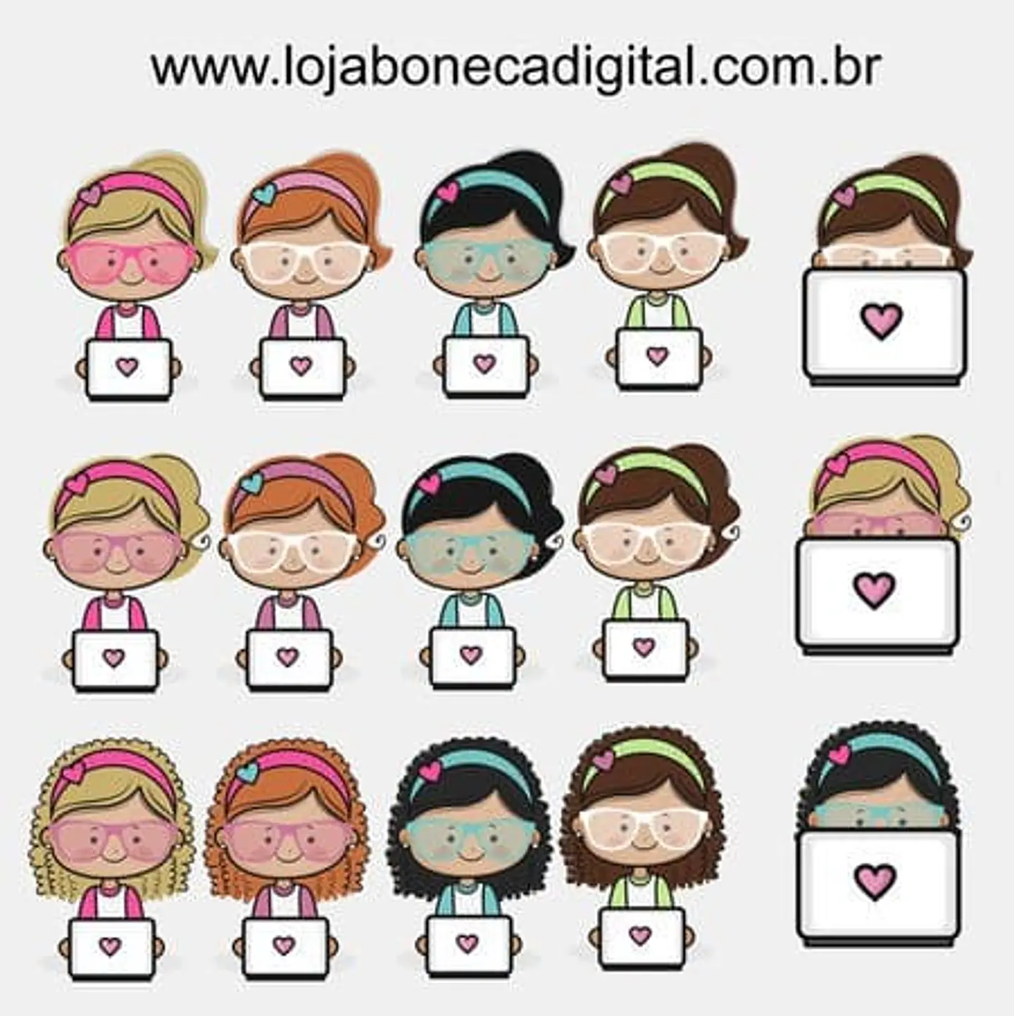 Kit Digital Mascotinhas Boneca Meninas Notebook 2 14 1