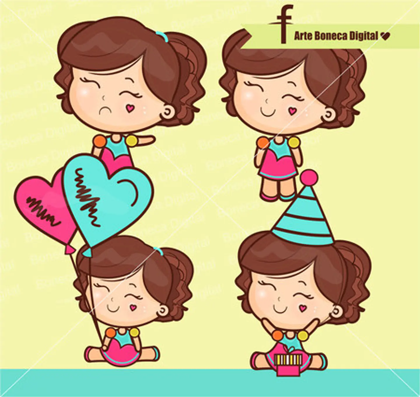 Kit Digital Mascotinhas Boneca Meninas Boneca 16 3 1