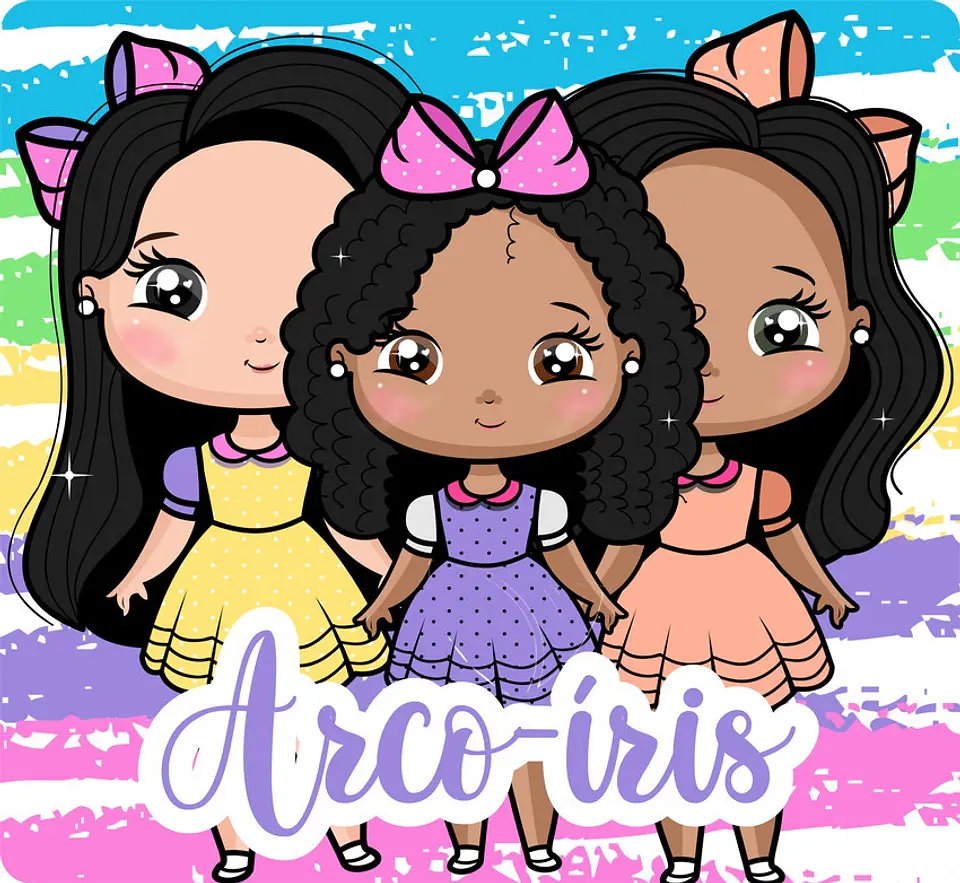 Kit Digital Mascotinhas Boneca Meninas Arco Íris 2 1
