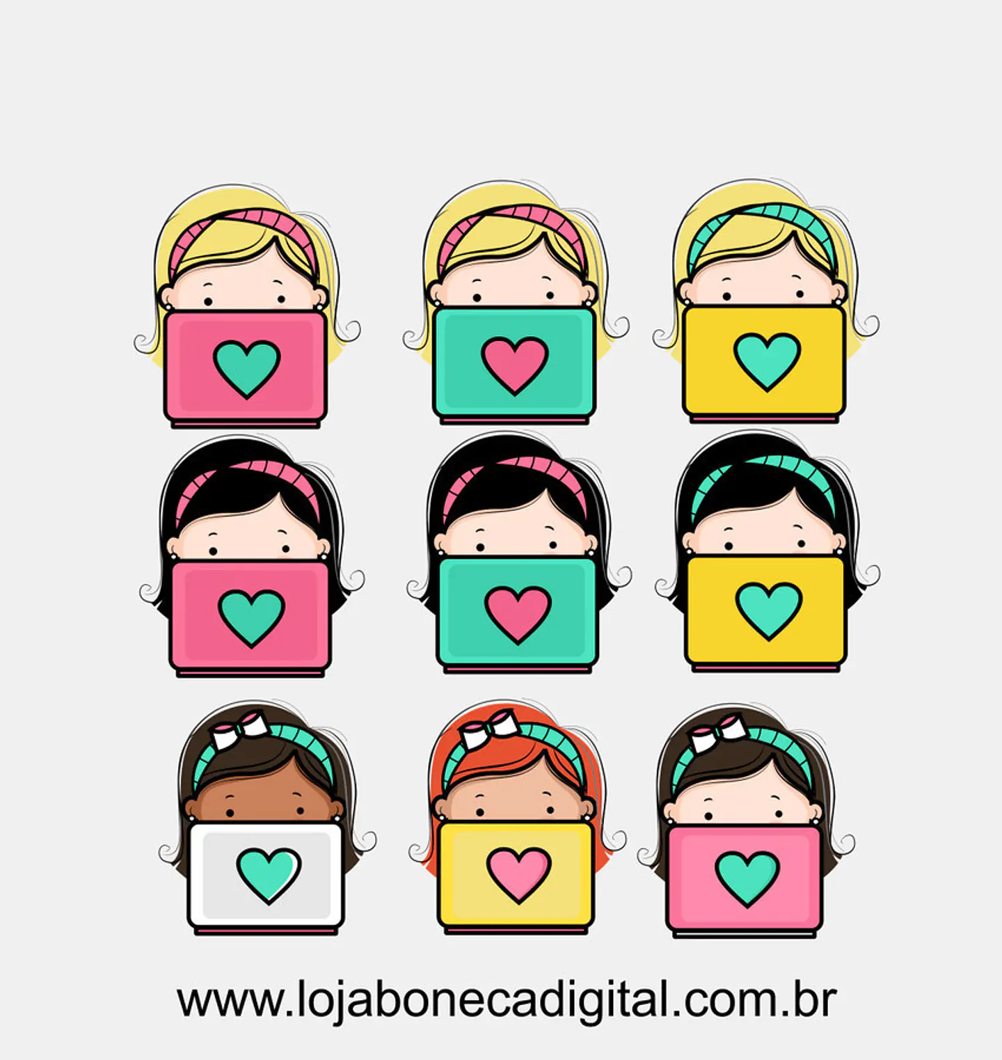 Kit Digital Mascotinhas Boneca Meninas Notebook 1 13 1