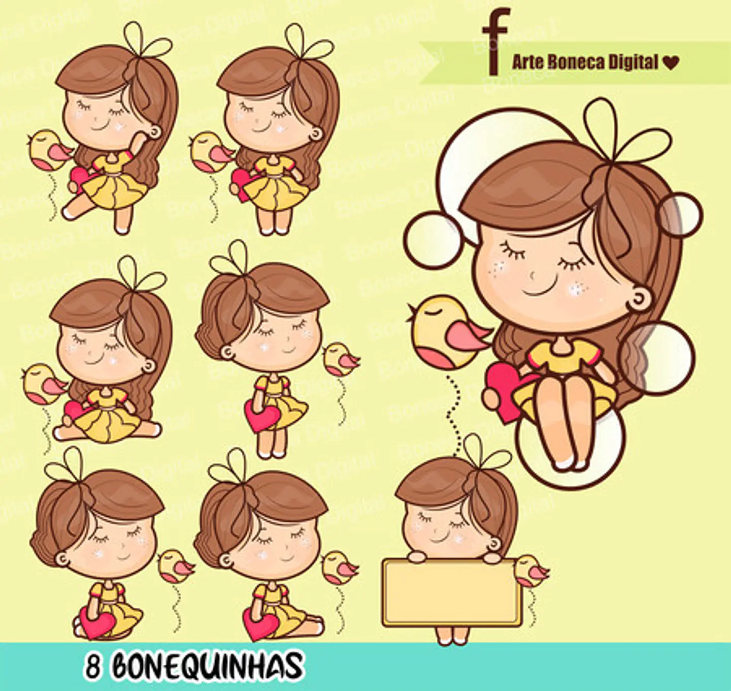 Kit Digital Mascotinhas Boneca Meninas Boneca 3 6 1