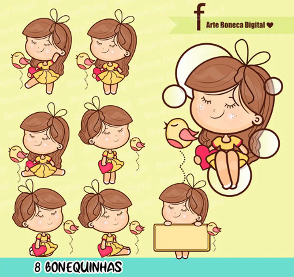 Kit Digital Mascotinhas Boneca Meninas Boneca 3 6 1
