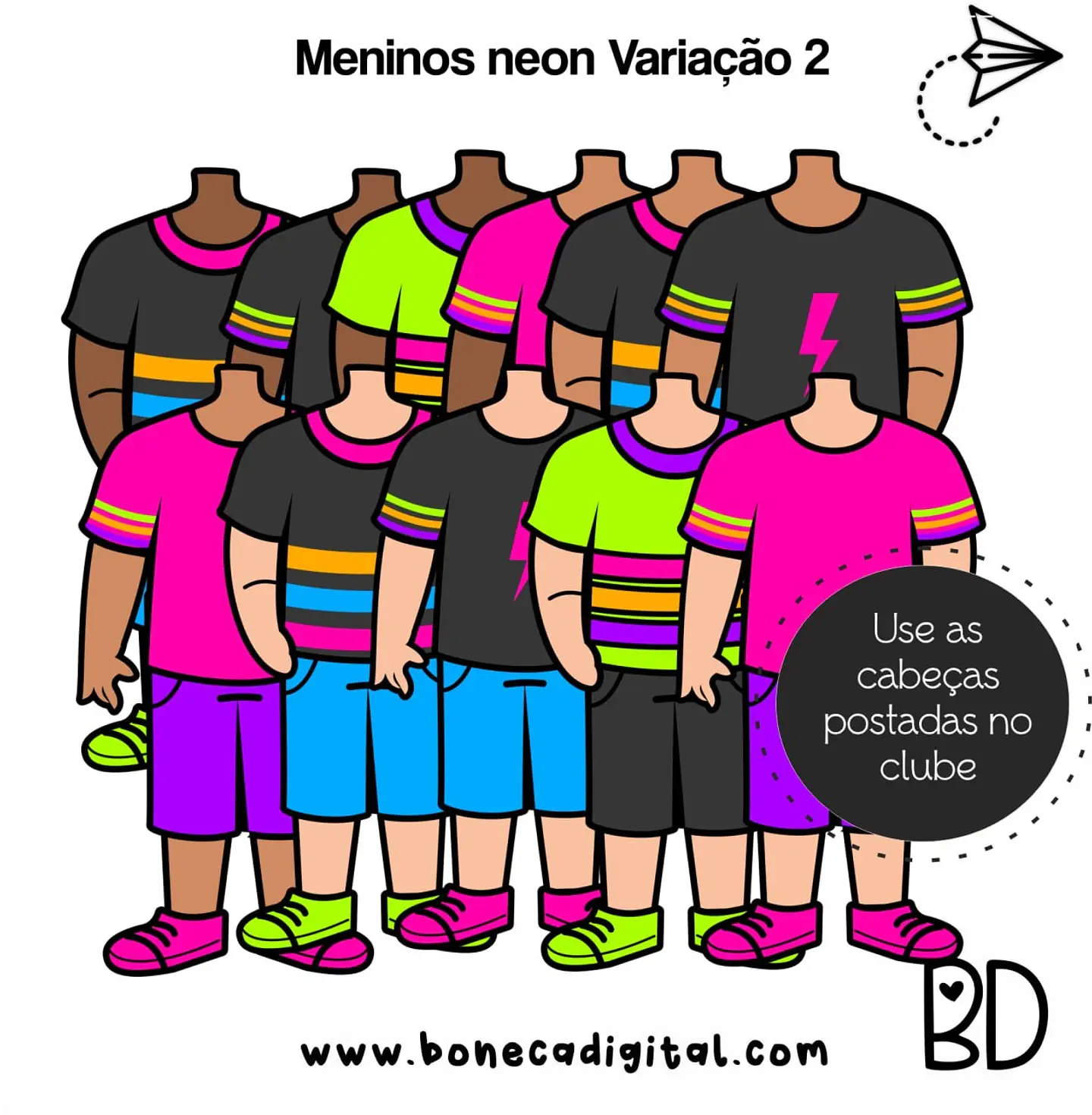 Kit Digital Neon Roupinhas Meninos 01 52 1