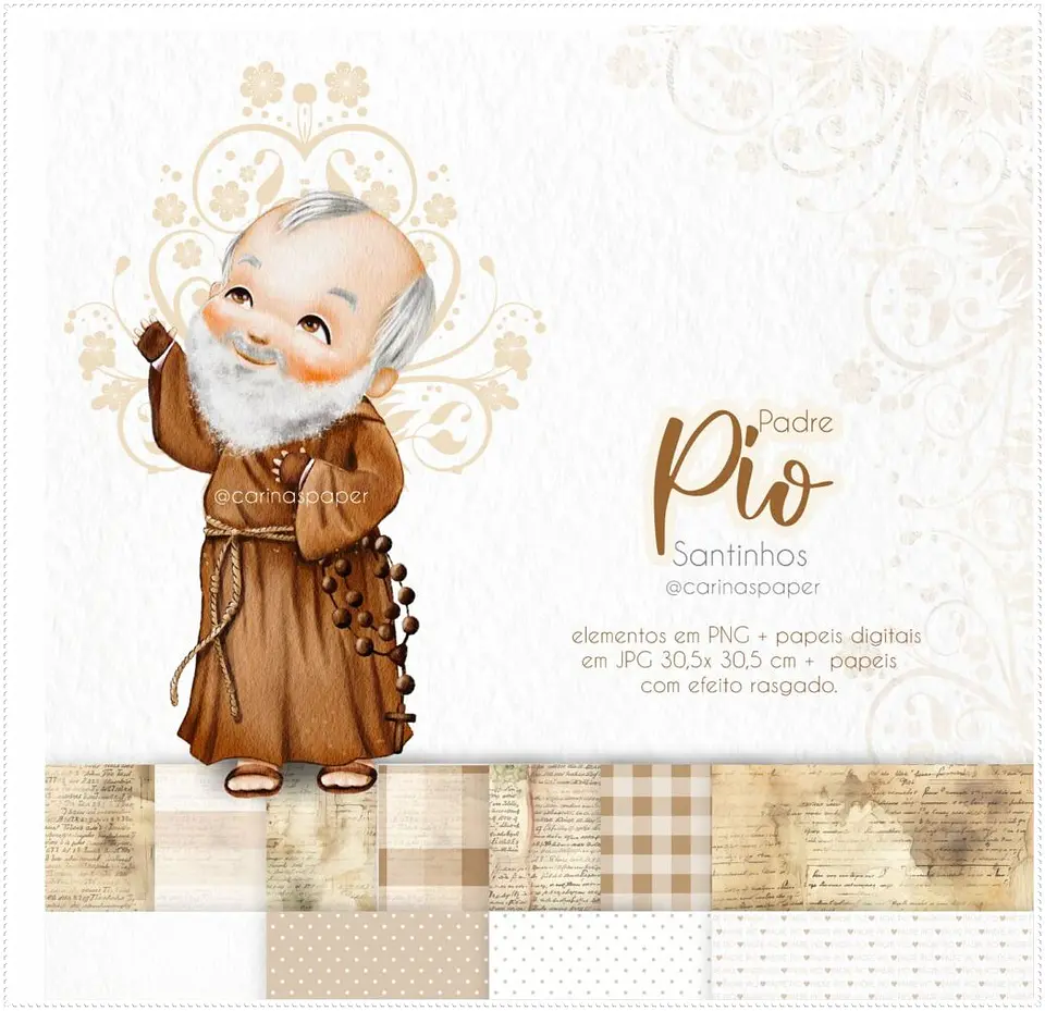 Kit Digital Ilustrações Padre Pio (Santinhos) 22 1