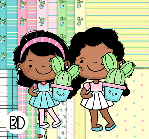 Kit Digital Meninas Cactos 73