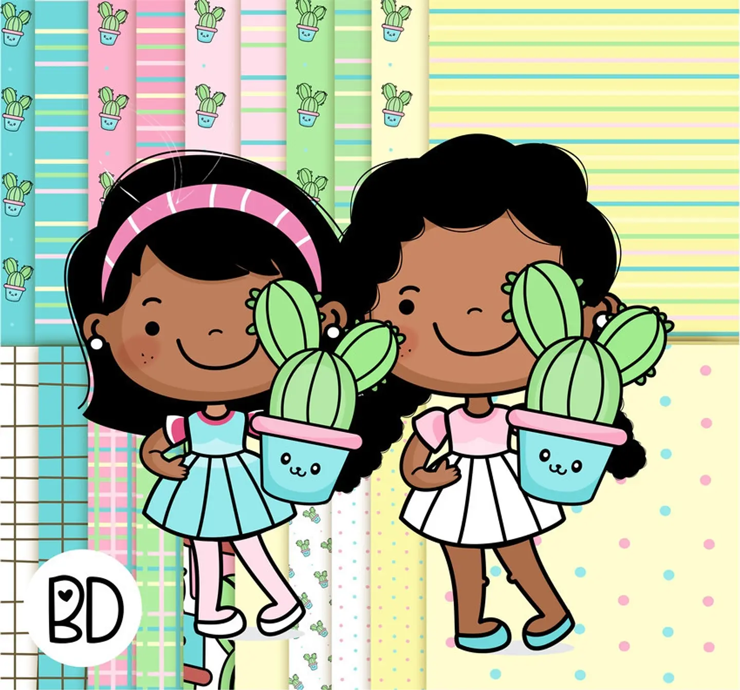 Kit Digital Meninas Cactos 73 1