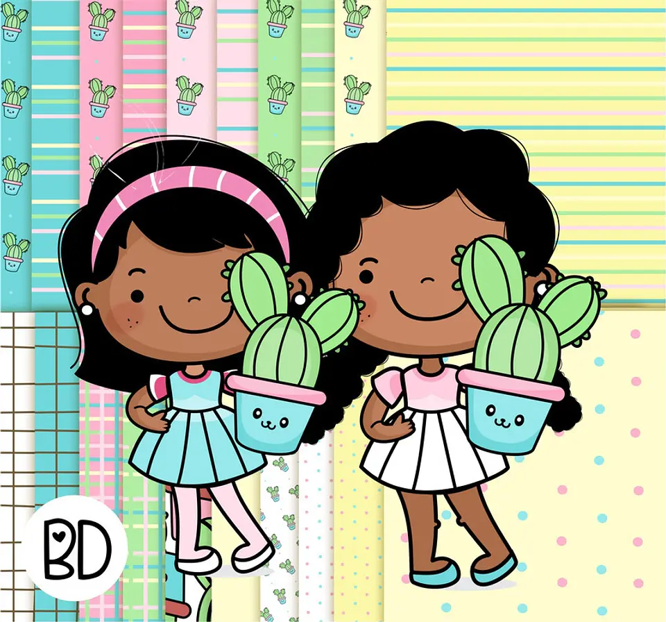 Kit Digital Meninas Cactos 73 1