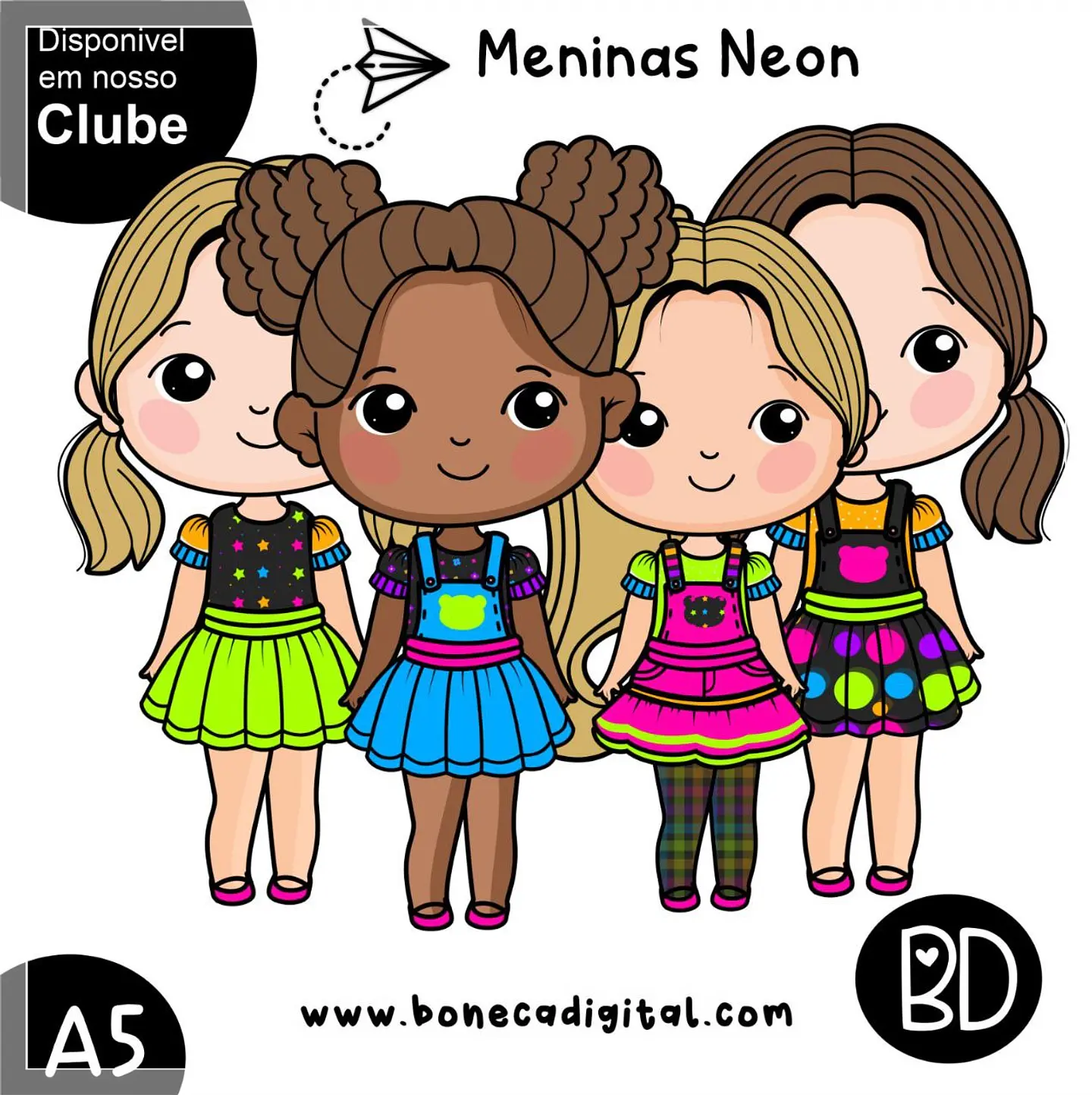 Kit Digital Meninas Neon 88 1