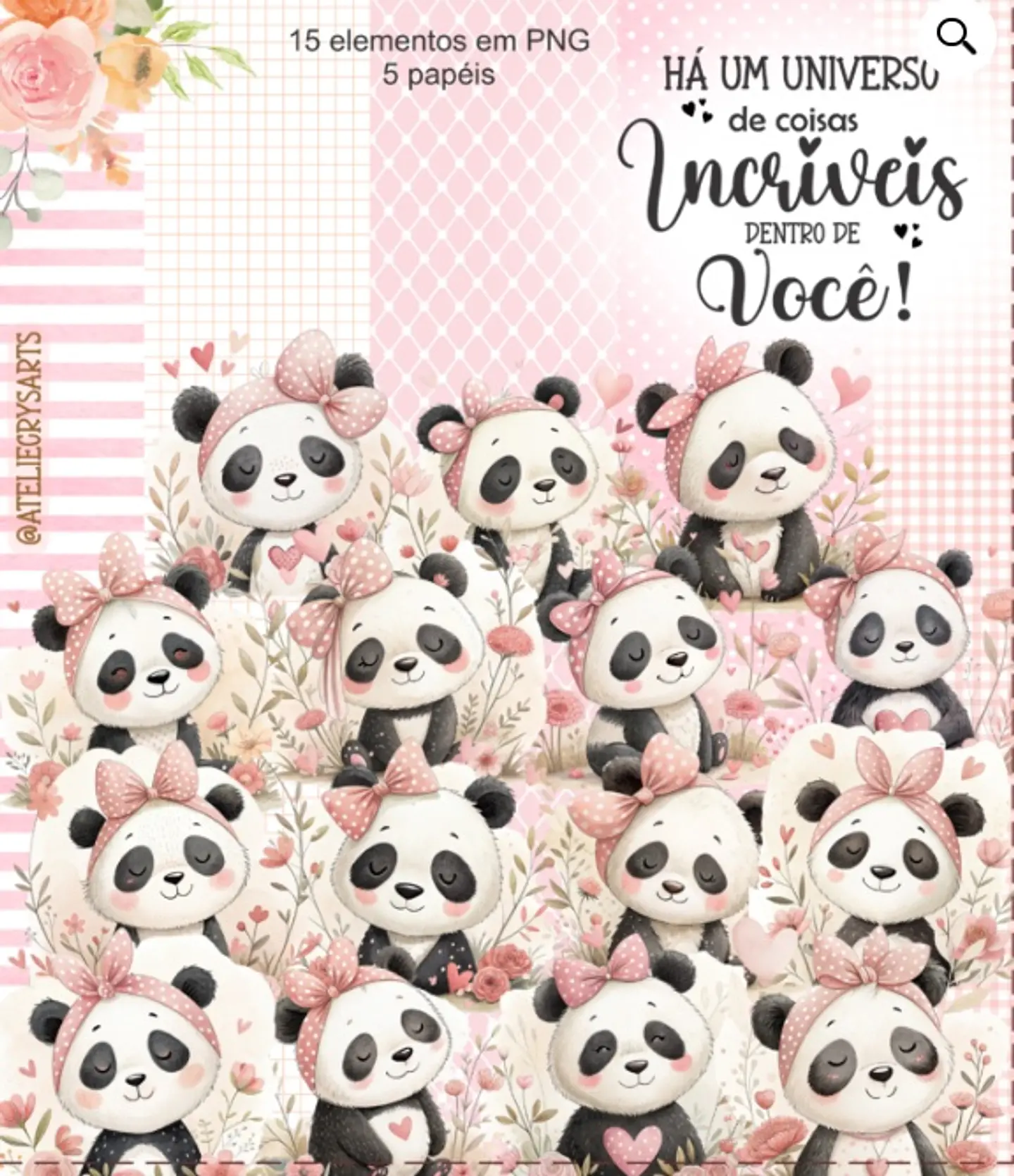 Kit Digital Panda Rosa 3 1